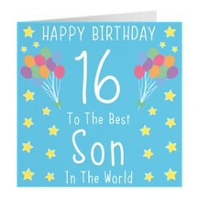 Son 16th Birthday Card - Happy Birthday - 16 - To The Best Son In The World - by Hunts England - Iconic Collection