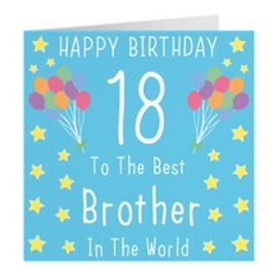 Brother 18th Birthday Card - Happy Birthday - 18 - To The Best Brother In The World - by Hunts England - Iconic Collection