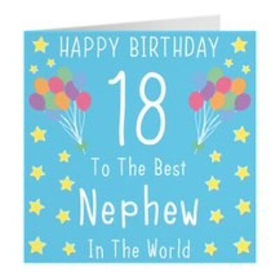 Nephew 18th Birthday Card - Happy Birthday - 18 - To The Best Nephew In The World - by Hunts England - Iconic Collection