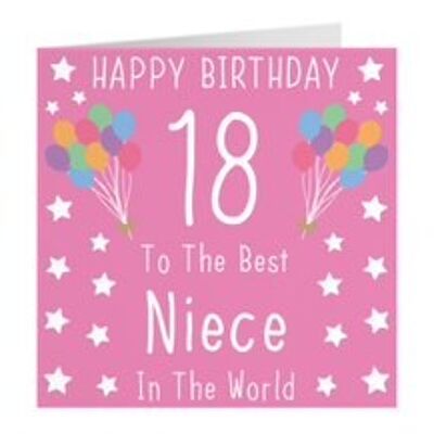 Niece 18th Birthday Card - Happy Birthday - 18 - To The Best Niece In The World - by Hunts England - Iconic Collection
