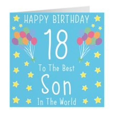Son 18th Birthday Card - Happy Birthday - 18 - To The Best Son In The World - by Hunts England - Iconic Collection