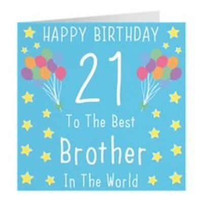 Brother 21st Birthday Card - Happy Birthday - 21 - To The Best Brother In The World - by Hunts England - Iconic Collection