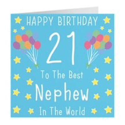 Nephew 21st Birthday Card - Happy Birthday - 21 - To The Best Nephew In The World - by Hunts England - Iconic Collection