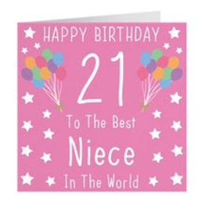 Niece 21st Birthday Card - Happy Birthday - 21 - To The Best Niece In The World - by Hunts England - Iconic Collection