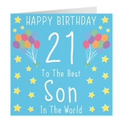 Son 21st Birthday Card - Happy Birthday - 21 - To The Best Son In The World - by Hunts England - Iconic Collection