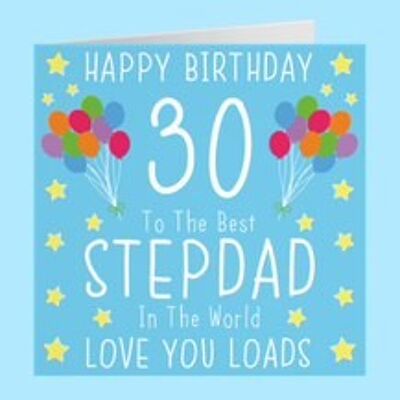 Hunts England Stepdad 30th Birthday Card - 'Happy Birthday' - 'Best Stepdad In The World' - Iconic Collection