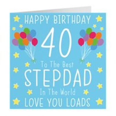 Hunts England Stepdad 40th Birthday Card - 'Happy Birthday' - 'Best Stepdad In The World' - Iconic Collection