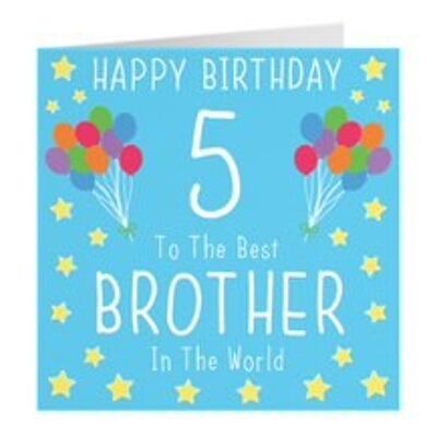 Brother 5th Birthday Card - Happy Birthday - 5 - To The Best Brother In The World - Iconic Collection