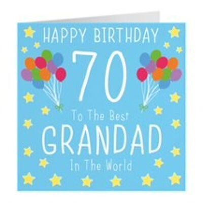 Hunts England Grandad 70th Birthday Card - 'Happy Birthday' - 'Best Grandad In The World' - Iconic Collection