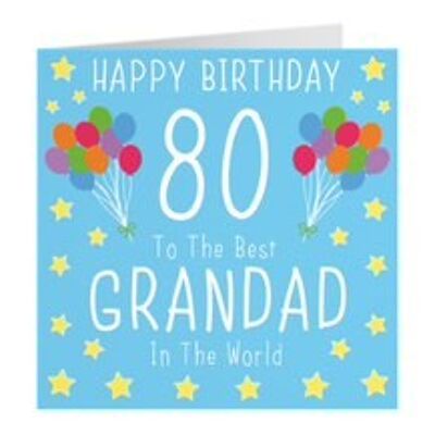 Hunts England Grandad 80th Birthday Card - 'Happy Birthday' - 'Best Grandad In The World' - Iconic Collection