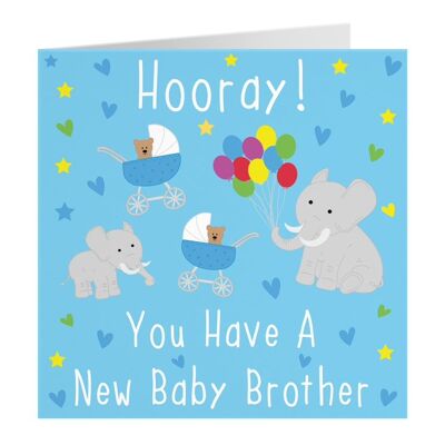Hunts England New Baby Brother Pregnancy Announcement Card - Hooray! - You Have A New Baby Brother - New Sibling - New Baby Boy - Iconic Collection