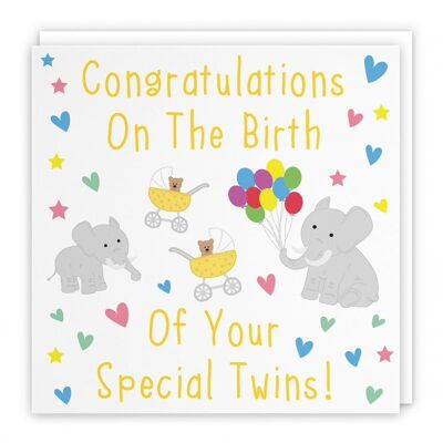 Congratulations New Baby Twins Card - Congratulations On The Birth Of Your Special Twins! - Newborn / New Baby / New Twins Card - General - Iconic Collection