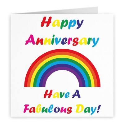 Hunts England LGBT Same Sex Anniversary Card - 'Happy Anniversary' - 'Have A Fabulous Day!' - Rainbow Collection