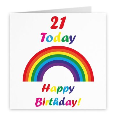 Hunts England 21st Birthday LGBT Same Sex Card - '21 Today' - 'Happy Birthday!' - Rainbow Collection
