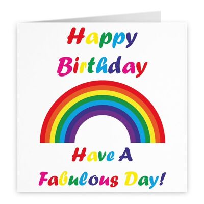 Hunts England LGBT Same Sex Birthday Card - 'Happy Birthday' - 'Have A Fabulous Day!' - Rainbow Collection