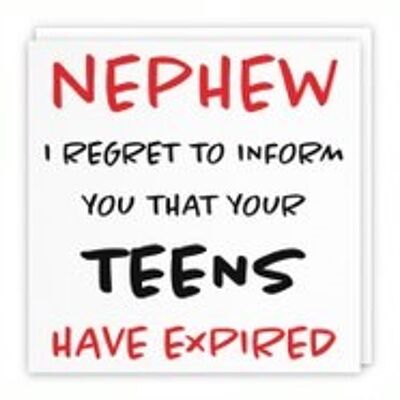 Hunts England Nephew 20th Humorous Birthday Card - Nephew - I Regret To Inform You That Your Teens Have Expired - Retro Collection