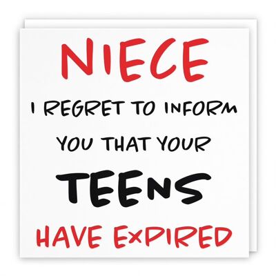 Hunts England Niece 20th Humorous Birthday Card - Niece - I Regret To Inform You That Your Teens Have Expired - Retro Collection
