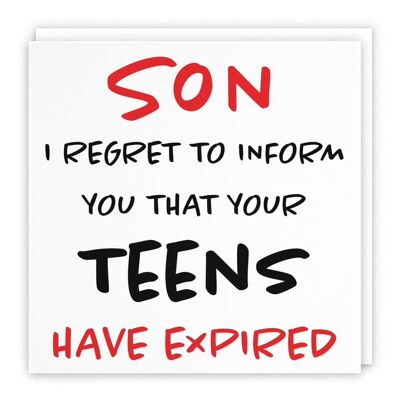 Hunts England Son 20th Humorous Birthday Card - Son - I Regret To Inform You That Your Teens Have Expired - Retro Collection