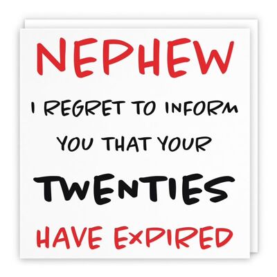 Hunts England Nephew 30th Humorous Birthday Card - Nephew - I Regret To Inform You That Your Twenties Have Expired - Retro Collection