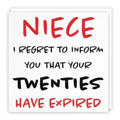 Hunts England Niece 30th Humorous Birthday Card - Niece - I Regret To Inform You That Your Twenties Have Expired - Retro Collection