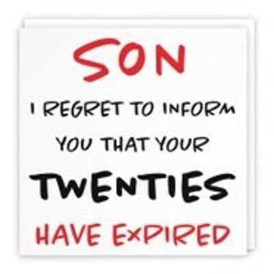 Hunts England Son 30th Humorous Birthday Card - Son - I Regret To Inform You That Your Twenties Have Expired - Retro Collection