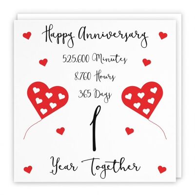 Hunts England 1st Wedding Anniversary Card - 1 Year Together - Happy Anniversary - Timeless Collection