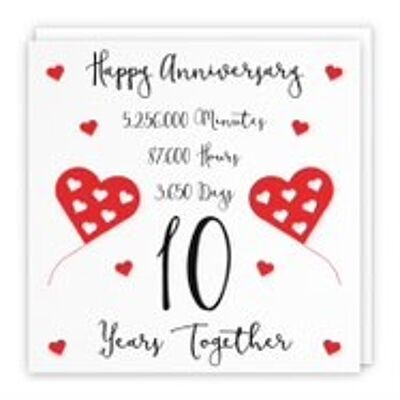 Hunts England 10th Wedding Anniversary Card - 10 Years Together - Happy Anniversary - Timeless Collection