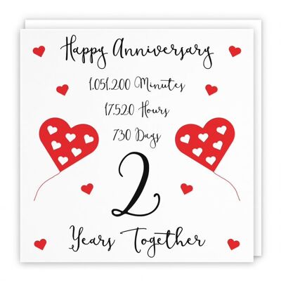 Hunts England 2nd Wedding Anniversary Card - 2 Years Together - Happy Anniversary - Timeless Collection