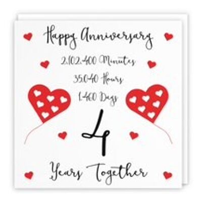 Hunts England 4th Wedding Anniversary Card - 4 Years Together - Happy Anniversary - Timeless Collection