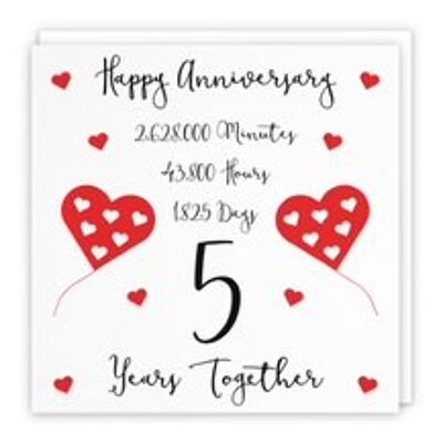Hunts England 5th Wedding Anniversary Card - 5 Years Together - Happy Anniversary - Timeless Collection
