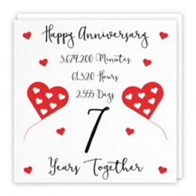 Hunts England 7th Wedding Anniversary Card - 7 Years Together - Happy Anniversary - Timeless Collection