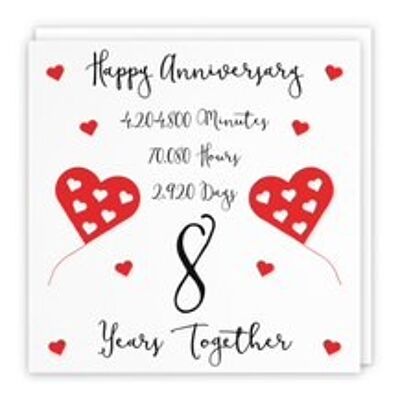 Hunts England 8th Wedding Anniversary Card - 8 Years Together - Happy Anniversary - Timeless Collection