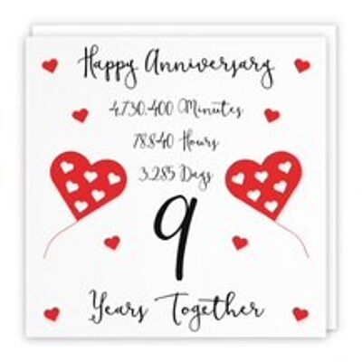 Hunts England 9th Wedding Anniversary Card - 9 Years Together - Happy Anniversary - Timeless Collection