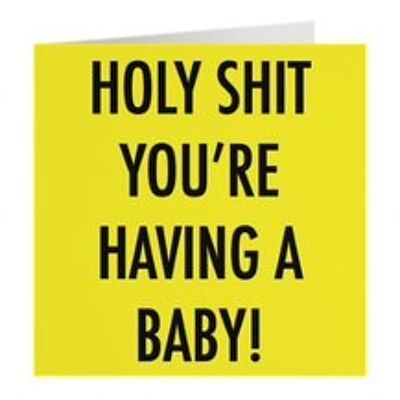 Funny Congratulations New Baby Card - Holy Shit You're Having A Baby! - by Hunts England - Urban Colour Collection