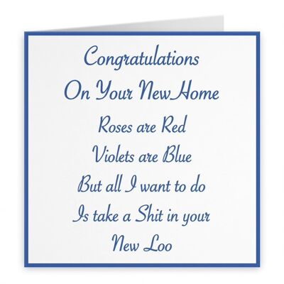 Funny Rude New Home House Card - Roses Are Red, Violets Are Blue... - Congratulations On Your New Home - Urban Colour Collection