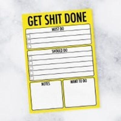 Get Shit Done - To Do List - A5 Size - Work Office Gifts, Uni Gifts, New Job, Uni Planner, Office Work Planner, For Him, Her, Christmas, Birthday Gift