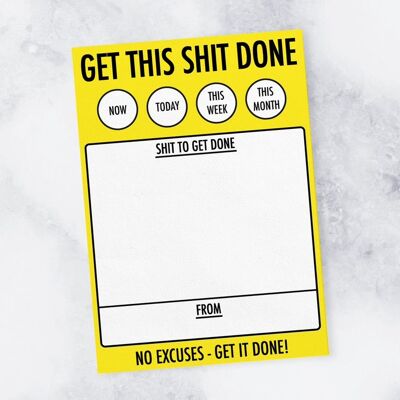 Get This Shit Done Notepad - Memo to Do List - Birthday Office Gift, Work Secret Santa Gifts, Christmas, Xmas, New Job Gift, Leaving Gifts