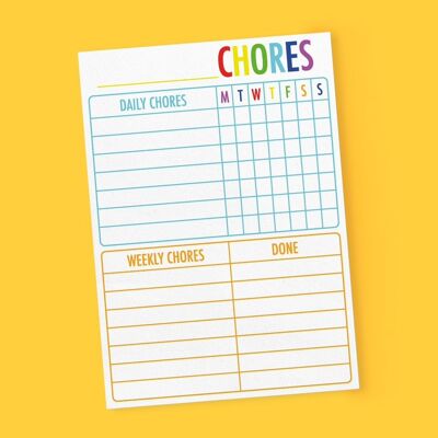 Kid's Chores Notepad - Chore Chart Notepad for Children - Unisex, Boy, Girl - Features Daily Chores & Weekly Chores - Ideal Chart for Keeping Track of Children's Chores - Iconic Collection