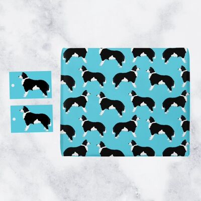 Border Collie Quality Birthday Gift Wrapping Paper and Gift Tags - Ideal Birthday Wrapping Paper for Border Collie Dog Lovers (1 Sheet & 2 Gift Tags)