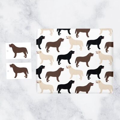 Labrador Dog Birthday Gift Wrapping Paper and Gift Tags (1 Sheet & 2 Gift Tags) - for Mum, Sister, Grandma, Friend, Girlfriend, Wife, Women, Men, Him, Her, Dad, etc. - Iconic Collection