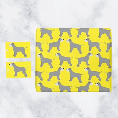 Schnauzer Birthday Gift Wrapping Paper And Gift Tags (1 Sheet & 2 Gift Tags) - For Mum, Sister, Grandma, Friend, Girlfriend, Wife, Women, Men, Him, Her, Dad, Grandad, Brother, etc. - Iconic Collection