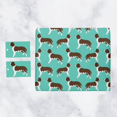 Springer Spaniel Dog Quality Birthday Gift Wrapping Paper and Gift Tags - Ideal for Springer Spaniel Dog Lovers (1 Sheet & 2 Gift Tags)