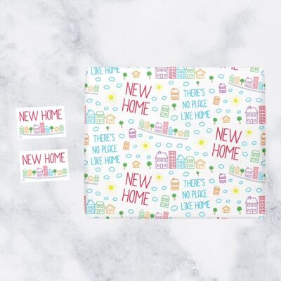 Congratulations New House Home Wrapping Paper (1 Sheet & 2 Tags) - New Home - There's No Place Like Home - Iconic Collection