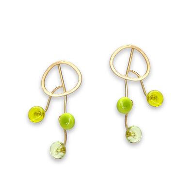 Boucles d'oreilles Aeria Plana avec verre de Murano citron vert