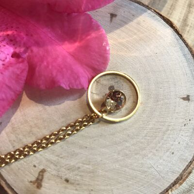 18k Gold Plated Stainless Steel Necklace 24k Gold Plated Swarovski Strass Pendant
