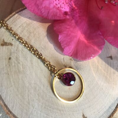 18k gold plated stainless steel necklace, 24k gold plated pendant, Swarovski rhinestones