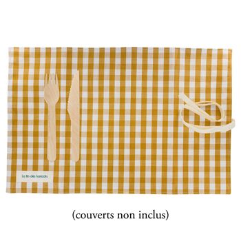 Kit Set de Table Nomade - Vichy moutarde 2