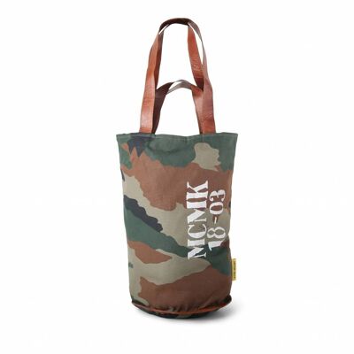 Mycha Ibiza – tas – Comte MCMK 18-03 6004 – handtas met rits – Canvas Tas – Lederen hengels – Army print – Clutch