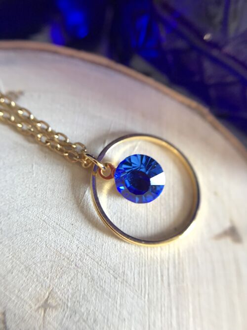 Collier en acier inoxydable plaqué or 18 k, pendentif plaqué or 24 k, strass Swarovski