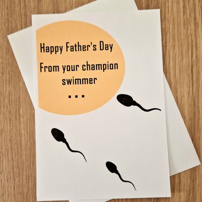 Carta divertente per la festa del papà - Campione del nuotatore